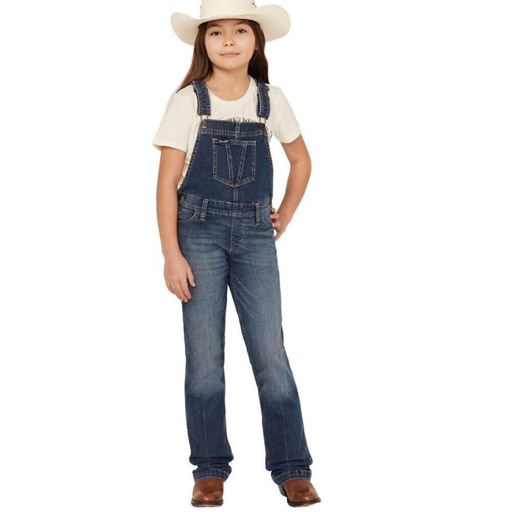 Wrangler Girl's Medium Tegan Medium Wash Denim Jean Bib Overalls - 112338964